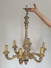 Beautiful antique wooden chandelier from French Chateau