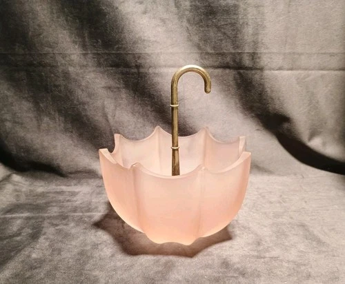 Vintage FENTON Pink Satin Glass Umbrella Bowl/ Trinket Dish 6.5"