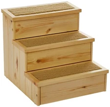 TRIXIE 3-Step Wooden Pet Stairs with Storage for Toys, Nonslip Carpeted Dog S...