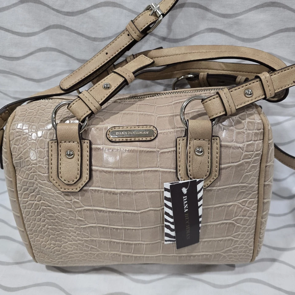 Bolso Bandolera Bolso Cartera Dana Buchman Crema Beige Estampado Animal Reptil Moda Foto 2 de 4