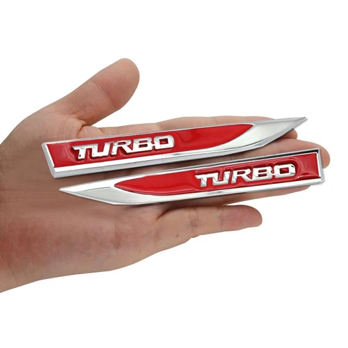 2x 3D TURBO Logo Emblem Car Side Fender Metal Badge Stickers Decal Accessories