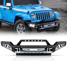 Front Bumper W Winch Plate Led Light D-rings Fit For 2007-2018 Jeep Wrangler Jk