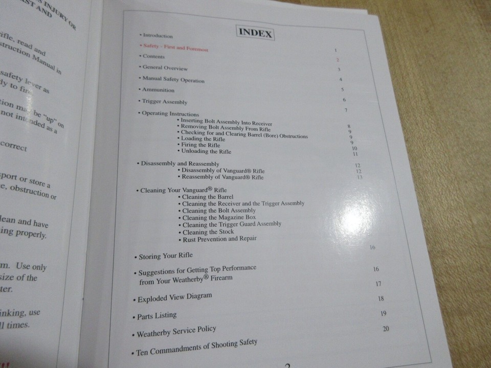 2005 Weatherby Vanguard Rifle Owners Manual. (w14) A eBay