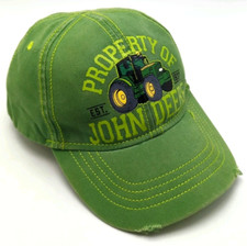 JOHN DEERE hat distressed style green cap elastic strap - Toddler size