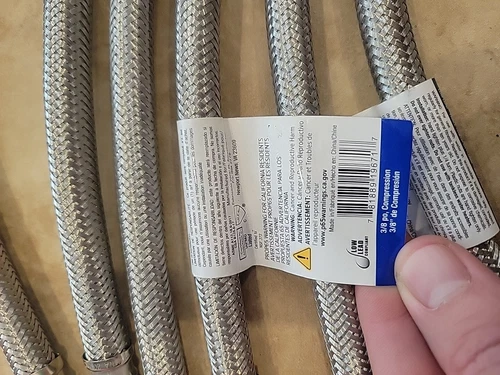 (7) PROFLO PFX146342 12"L Stainless Steel Braided Supply Lines 3/8” Compression - Picture 3 of 9