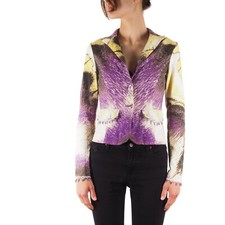Roberto Cavalli Vintage Women's Abstract Print Beaded Trim Fitted Blazer IT 42