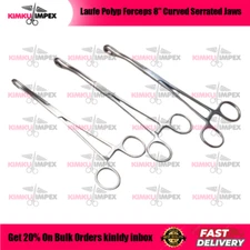 Laufe Polyp Forceps 8" Curved Serrated Jaws NEW Surgical Instruments Set of 3pcs