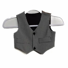 Boys Black White Checkered Vest V-Neck Sleeveless 2 Front Button Dual Pocket 3