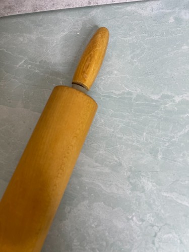 Vintage 70er EKCO Holz Nudelholz Holzgriffe Made in USA rustikales Geschirr - Bild 6 von 6