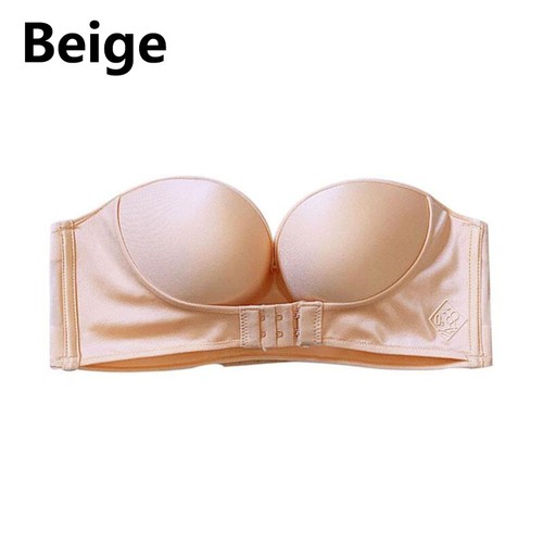 Trägerloser Damen Push Up BH unsichtbare Frontschnalle Unterwäsche nahtlos Dessous - Bild 14 von 14