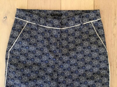 sisley 7/8 chino stretch hose grafisches muster blau creme 32