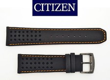 Citizen Eco-Drive CA0467-11H 23mm Black Leather Watch Band w/ Orange Stitching