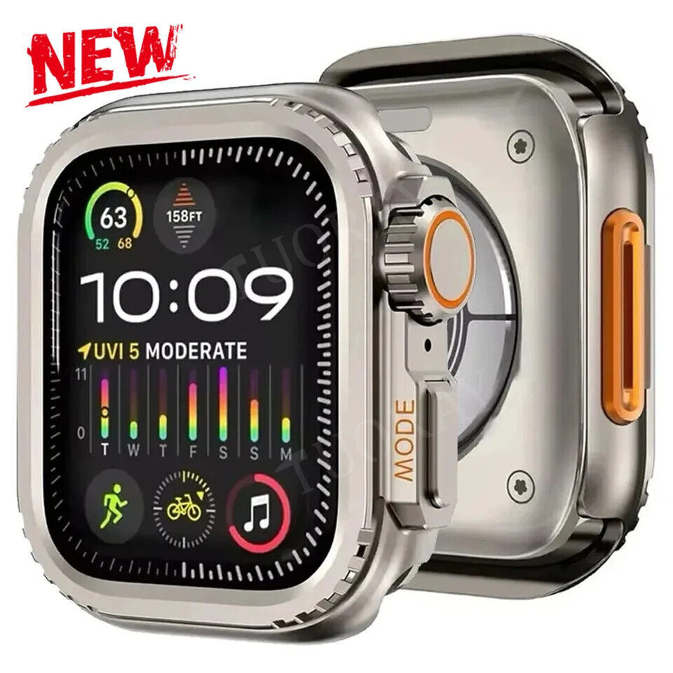 Metal Bumper Case For Apple Watch Series 9 8 7 6 Protector Cover Change To Ultra
