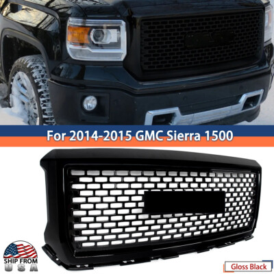 LABLT Gloss Black Front Upper Grille For GMC Sierra 1500 Denali 2022-2024 – Factory Style Direct Fit