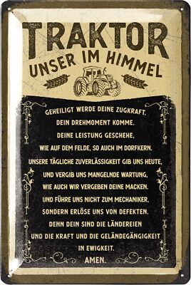 Retro Blechschild TRAKTOR, lustiges Werkstatt-Schild für Männer, 20x30cm