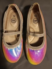 Wonder Nation Irridescent/silver slip ons girls size 11.5- 12
