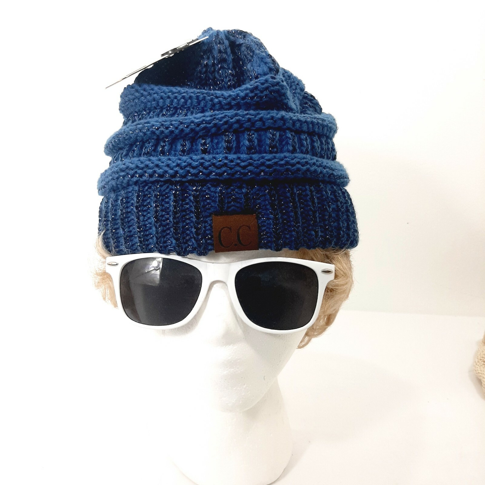 PONY C.C. nuovo con etichetta Esclusivo berretto Messy Bun Beanie coda di cavallo