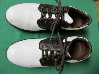 WALTER HAGEN WHITE / BROWN SADDLE GOLF SHOES - SIZE 9M 