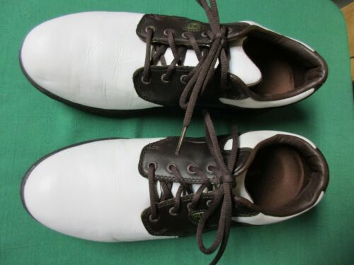 WALTER HAGEN WHITE / BROWN SADDLE GOLF SHOES - SIZE 9M - EXCELLENT CONDITION! - Picture 1 of 5