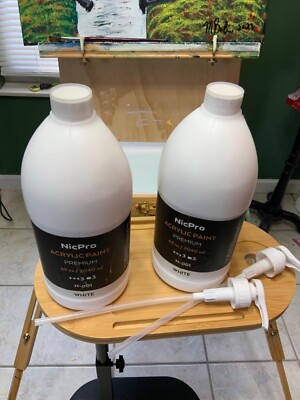 2Pk White Large Acrylic Paint Set 69 oz Rich Art Painting Supplies Non Toxic