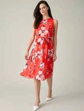 Kasper Gigi Dress Floral Coral SZ 16- defect, missing belt