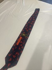 Alynn Neckwear Men's Necktie Tie Silk Navy/Red Lobsters Satin 56" Mint Rare