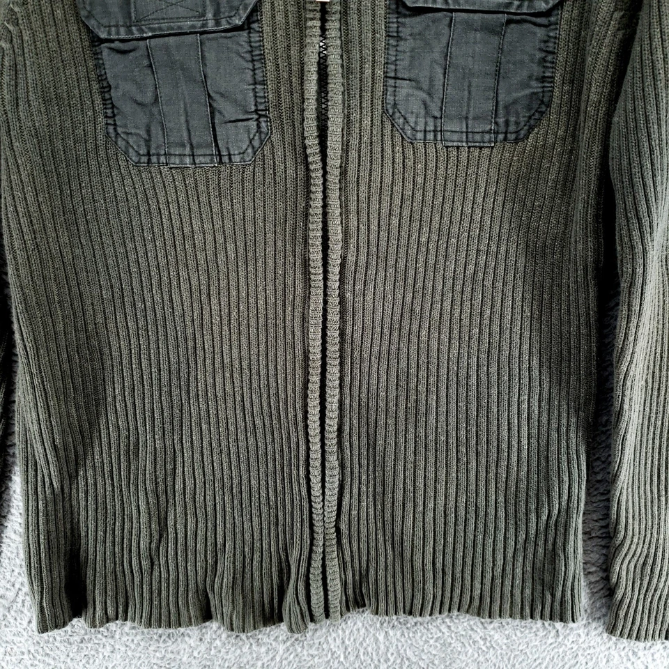 Suéter Calvin Klein Jeans Para Hombre S Verde Acanalado Cremallera Completa Simulación Comando Militar Foto 3 de 4