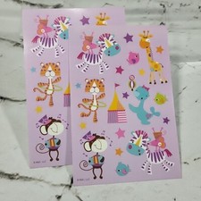 American Greetings Stickers Zoo Party Animals Birthday Scrapbooking Lot 2 Sheets