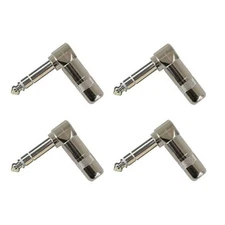 (4 Pack) Switchcraft 236 1/4" TRS 6.35mm Shielded 3 Cond. Right Angle Plug