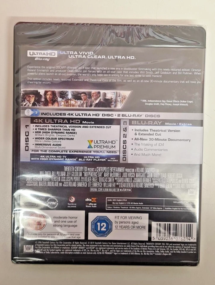 4K UHD BLU-RAY INDEPENDENCE DAY BRAND NEW SEALED UK STOCK - Image 2 of 2