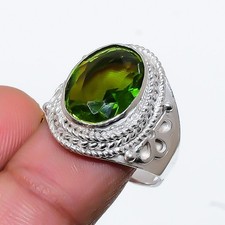 Green Peridot Gemstone 925 Sterling Silver Jewelry All Size Ring For Gift