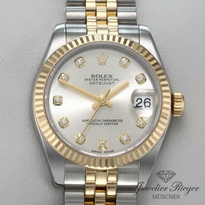 Rolex Medium Datejust 31 mm 178273 2014 LC100 Edelstahl Gelbgold 750 Diamanten