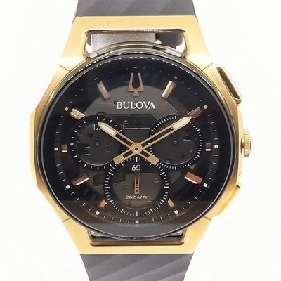 Bulova Curve Skeleton 98A185 Herrenuhr Schwarz PVD Roségold Gebraucht aus Japan