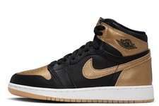Big Kid's Jordan 1 Retro High OG Black/Metallic Gold-Sail FD1437 071 - 5.5