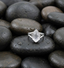 Raw Herkimer Diamond Sterling Silver Ring Dainty Handmade Rough Gemstone Ring
