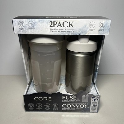 CORE Kitchen 2er Pack Kunststoff Shaker & Edelstahl Flasche Gym Protein Shaker