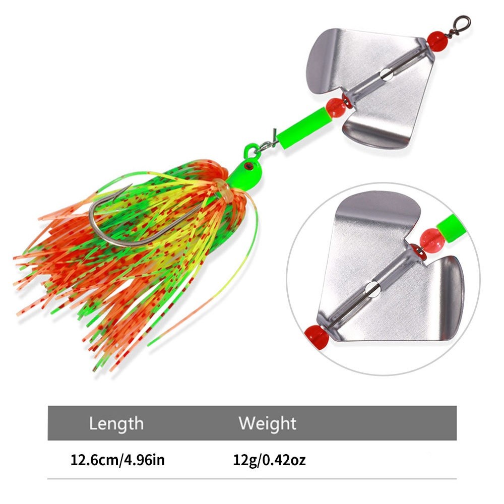 4PCS/Set Spinnerbait Blade Bait Rubber Skirt Buzzbait Fishing Lures Tackle 12g - Image 4