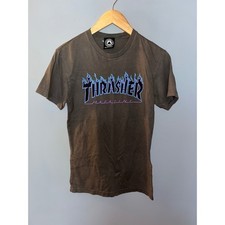 Thrasher Magazine Flame Logo T-Shirt Gray Short Sleeve Skater Streetwear