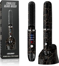 Cordless Beard Straightener for Men Heated Ceramic Brush Portable 320-392F Black