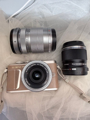 【MINT】Olympus PEN E-PL9 Brown Mirrorless Camera w/ 3 Lens Kit from Japan Tested