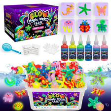 Glow in the Dark Magic Water Elf Toy Kit-Squishies for Kids, 6 Gels 6 Molds, M