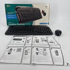 Logitech EX110 Cordless Desktop Wireless Keyboard Mouse No USB Receiver- Used