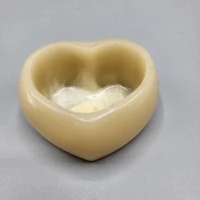 Vintage Young's Heart Shaped Beige Stone Trinket Dish Small Home Shelf Decor