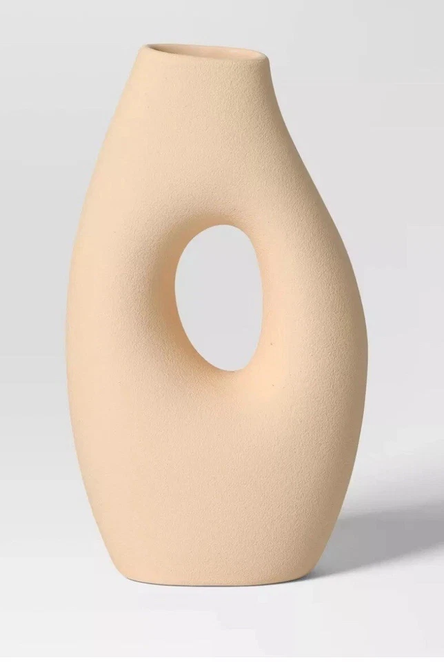 Ceramic Organic Modern Ring Vase Table Top Decor, Water Light Novelty Vase - Image 2 of 4