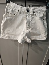 vintage 1990's white denim shorty shorts