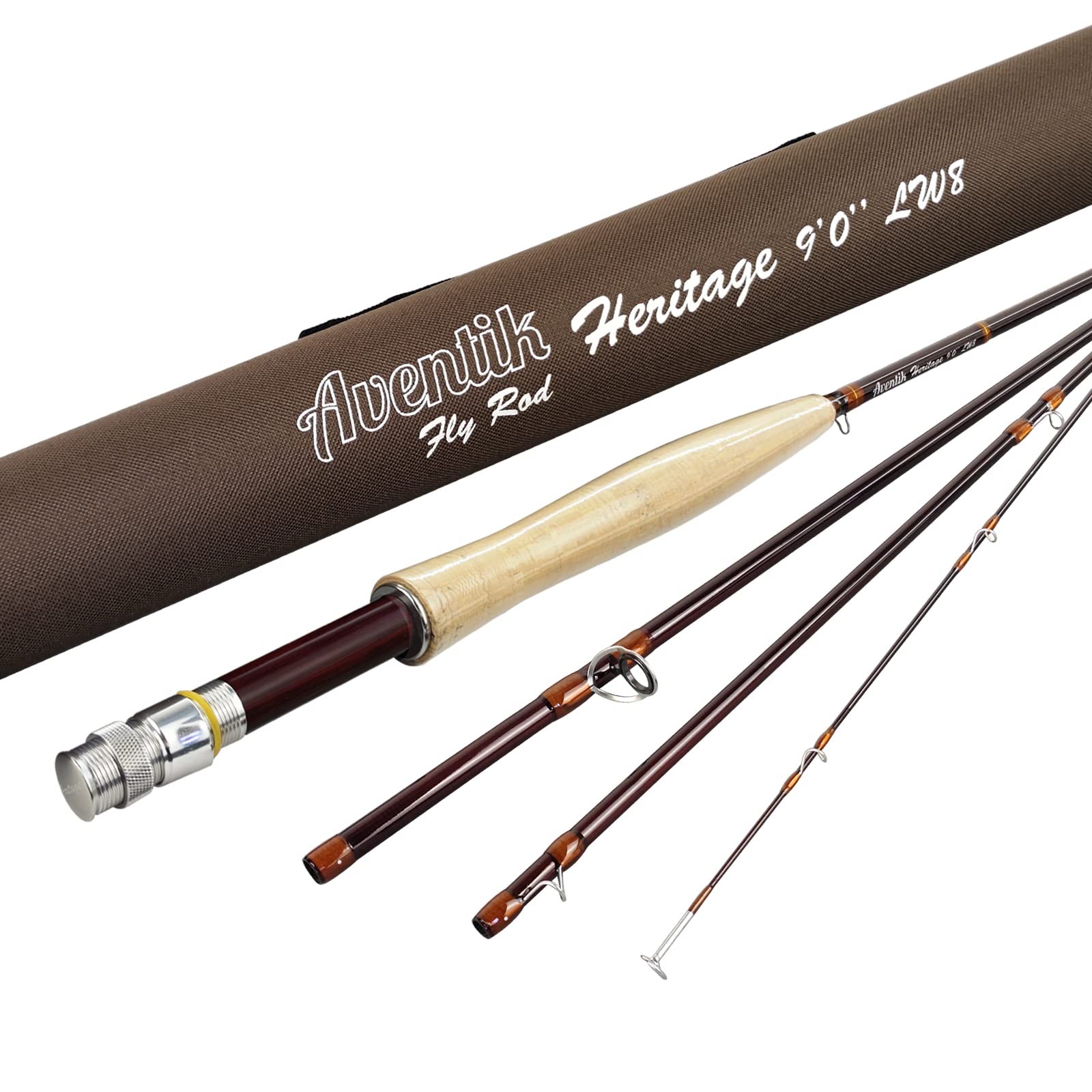 Fly Fishging Rods Aventik Heritage Fly Fishing Rod 7'6'' LW4 4-Piece IM8 Carbon Burgundy ...