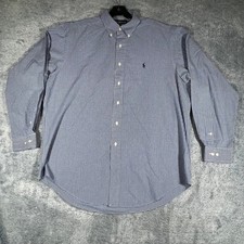 Ralph Lauren Yarmouth Mens 16 34/35 Blue Gingham Cotton Button Down Shirt