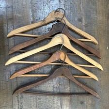 VTG Thick Wood Suit Coat Hangers Lot 5 Advertising Menswear Display 17