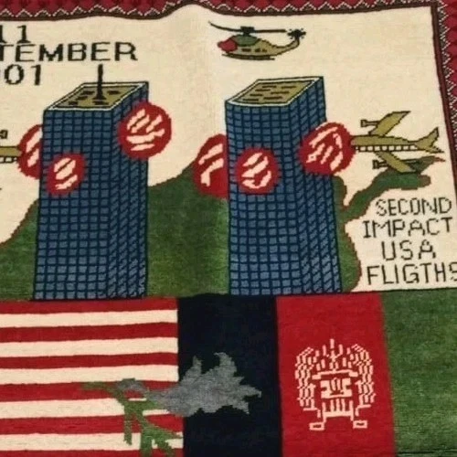9/11  Handmade Afghan  war rug Great Quality Beauiful design Size 125cmx80cm - Image 3 of 4
