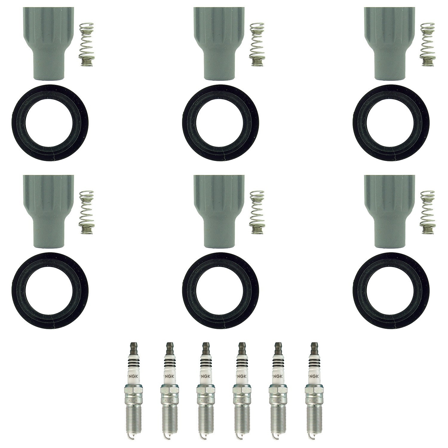 NGK 6 Iridium IX Spark Plugs 6 Coil Boots Kit for Acadia ATS Camaro CTS XTS V6